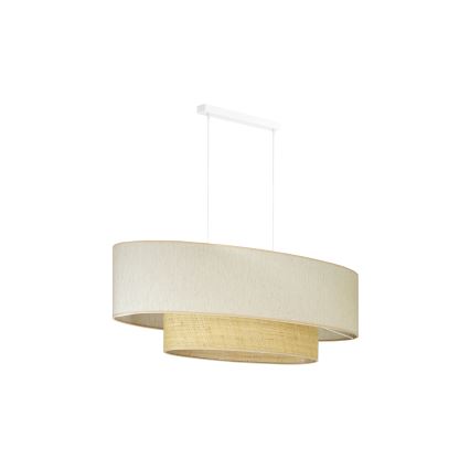 Duolla - Chandelier on a string DOUBLE OVAL NATURE 2xE27/15W/230V creamy/beige