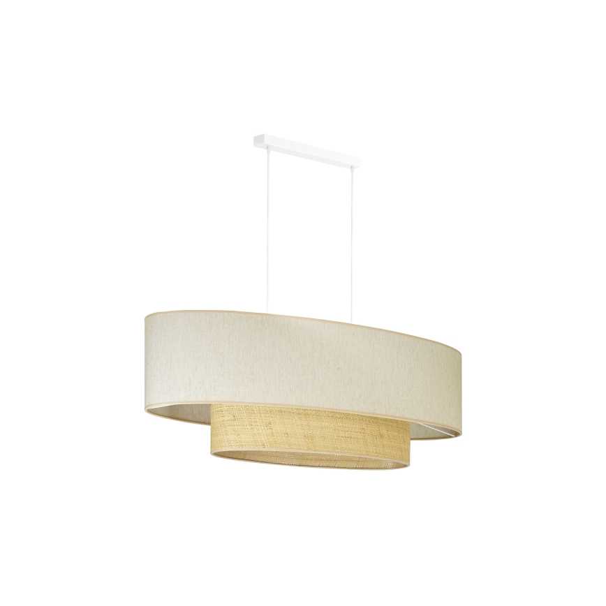 Duolla - Chandelier on a string DOUBLE OVAL NATURE 2xE27/15W/230V creamy/beige