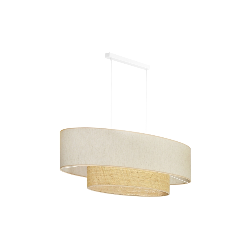 Duolla - Chandelier on a string DOUBLE OVAL NATURE 2xE27/15W/230V creamy/beige