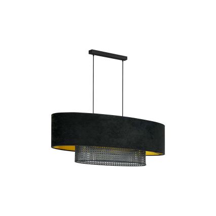 Duolla - Chandelier on a string DOUBLE OVAL RATTAN 2xE27/15W/230V black/rattan