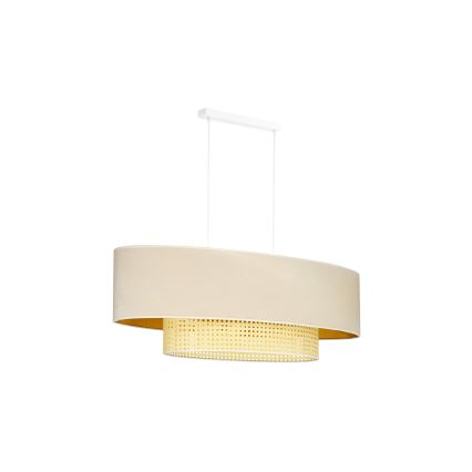Duolla - Chandelier on a string DOUBLE OVAL RATTAN 2xE27/15W/230V creamy/rattan