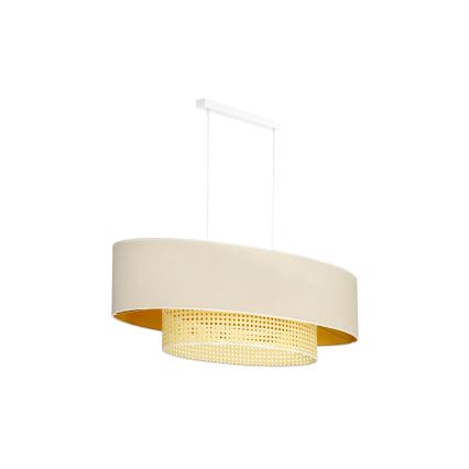 Duolla - Chandelier on a string DOUBLE OVAL RATTAN 2xE27/15W/230V creamy/rattan