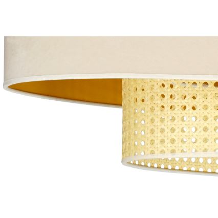 Duolla - Chandelier on a string DOUBLE OVAL RATTAN 2xE27/15W/230V creamy/rattan