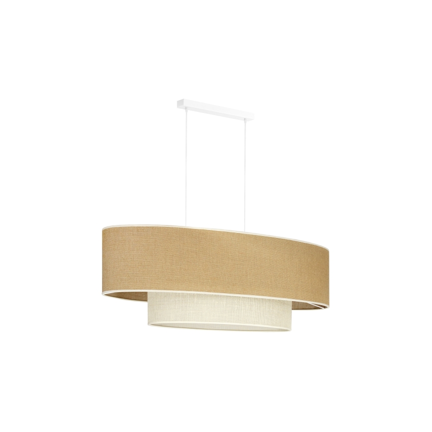 Duolla - Chandelier on a string DOUBLE OVAL YUTE 2xE27/15W/230V brown/creamy