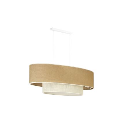 Duolla - Chandelier on a string DOUBLE OVAL YUTE 2xE27/15W/230V brown/creamy
