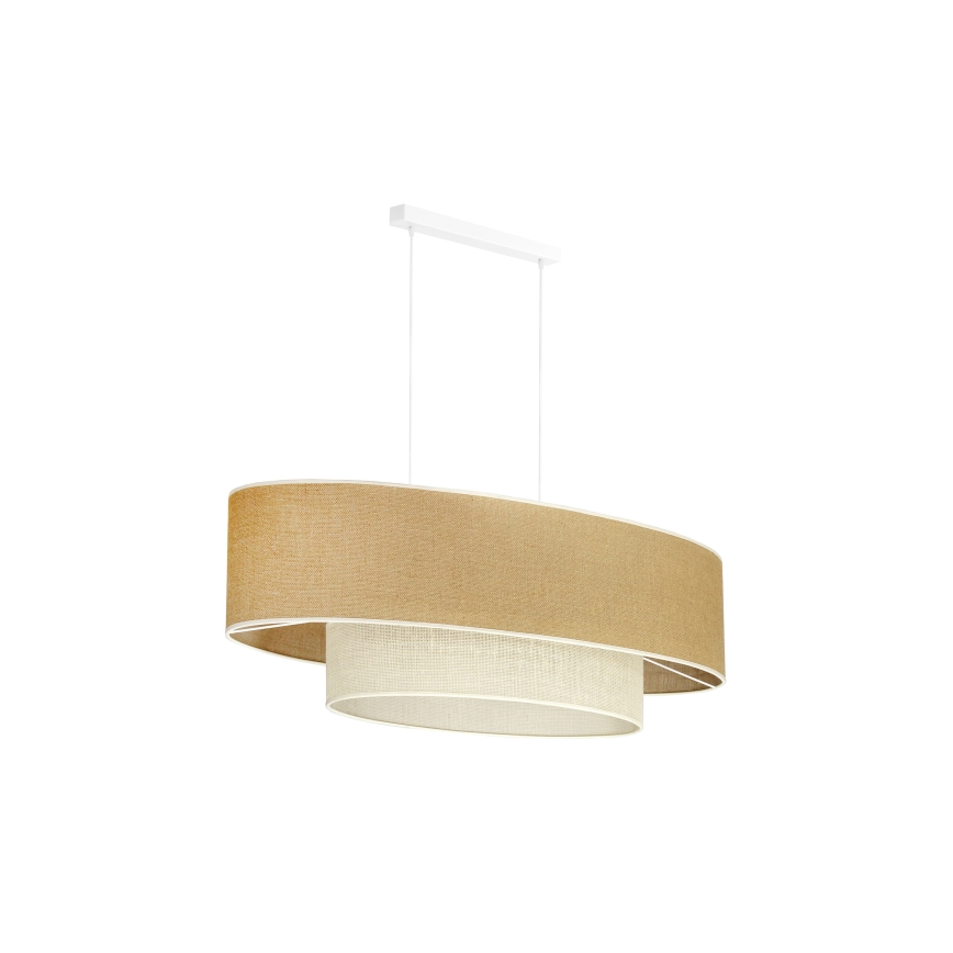 Duolla - Chandelier on a string DOUBLE OVAL YUTE 2xE27/15W/230V brown/creamy