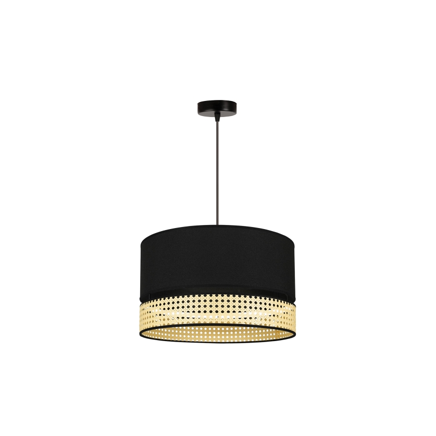 Duolla - Chandelier on a string DOUBLE RATTAN 1xE27/15W/230V d. 40 cm black/beige