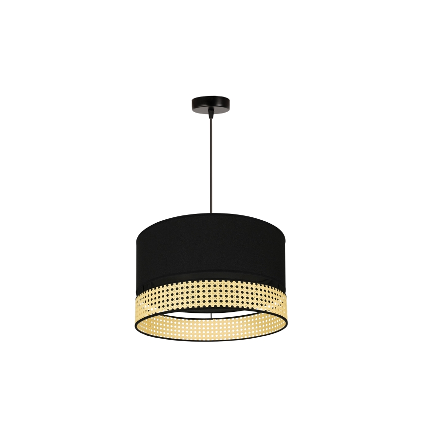 Duolla - Chandelier on a string DOUBLE RATTAN 1xE27/15W/230V d. 40 cm black/beige