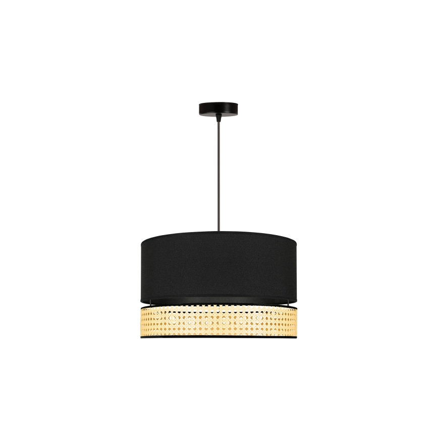 Duolla - Chandelier on a string DOUBLE RATTAN 1xE27/15W/230V d. 40 cm black/beige