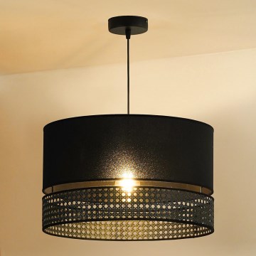 Duolla - Chandelier on a string DOUBLE RATTAN 1xE27/15W/230V d. 40 cm black