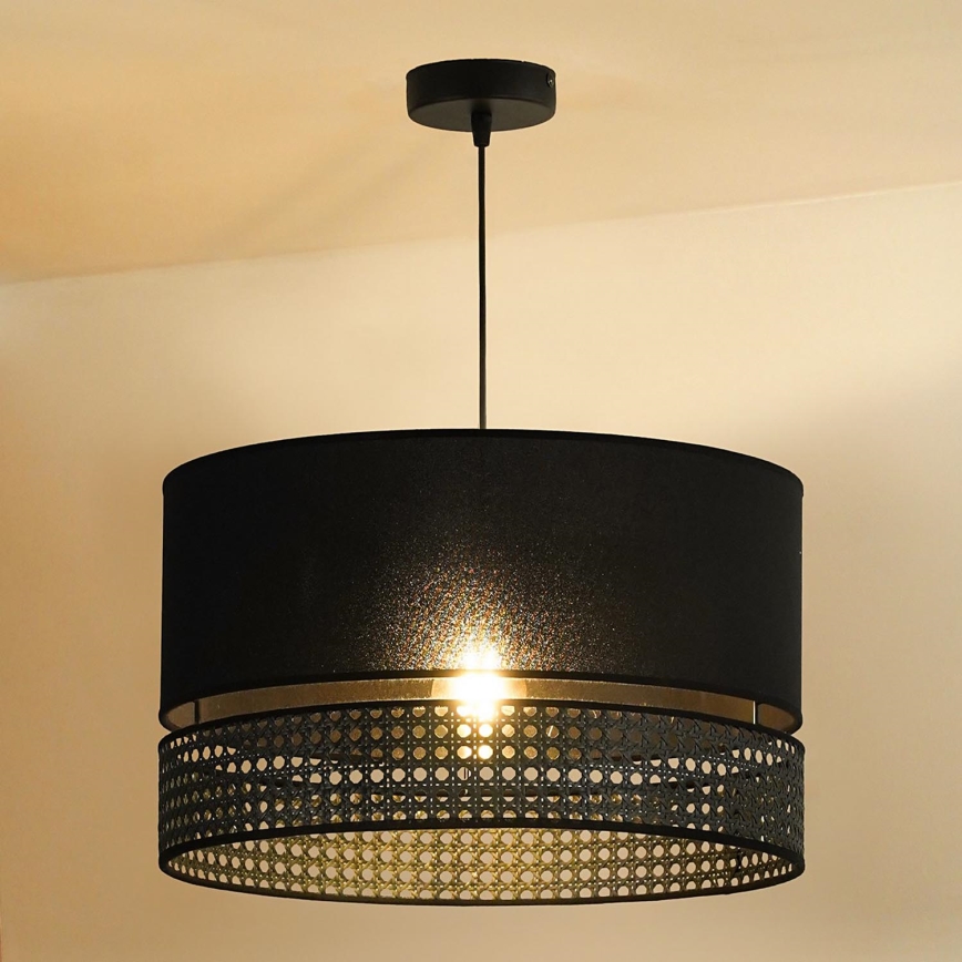 Duolla - Chandelier on a string DOUBLE RATTAN 1xE27/15W/230V d. 40 cm black