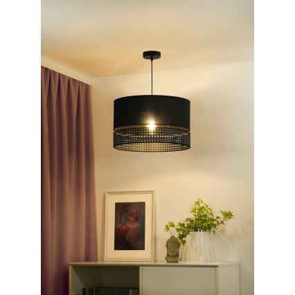 Duolla - Chandelier on a string DOUBLE RATTAN 1xE27/15W/230V d. 40 cm black