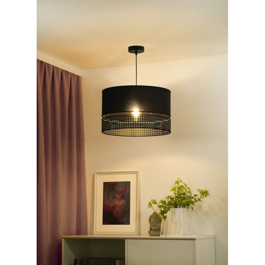Duolla - Chandelier on a string DOUBLE RATTAN 1xE27/15W/230V d. 40 cm black