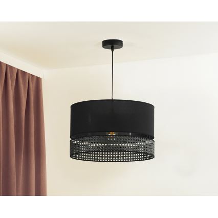 Duolla - Chandelier on a string DOUBLE RATTAN 1xE27/15W/230V d. 40 cm black