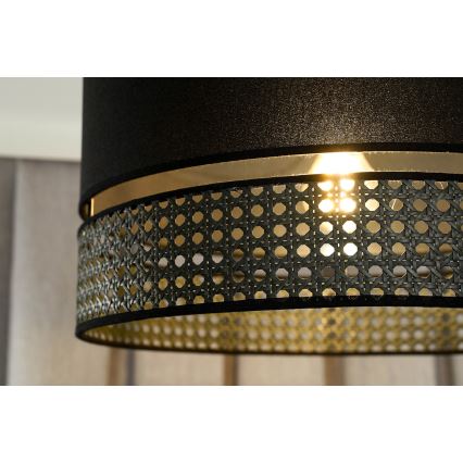 Duolla - Chandelier on a string DOUBLE RATTAN 1xE27/15W/230V d. 40 cm black