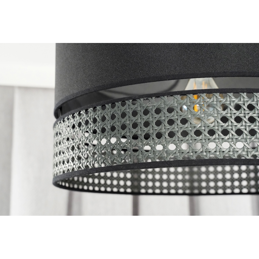 Duolla - Chandelier on a string DOUBLE RATTAN 1xE27/15W/230V d. 40 cm black