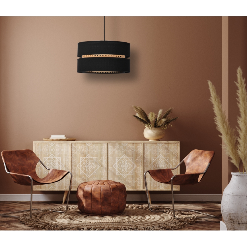 Duolla - Chandelier on a string DUO 1xE27/15W/230V d. 40 cm black/rattan