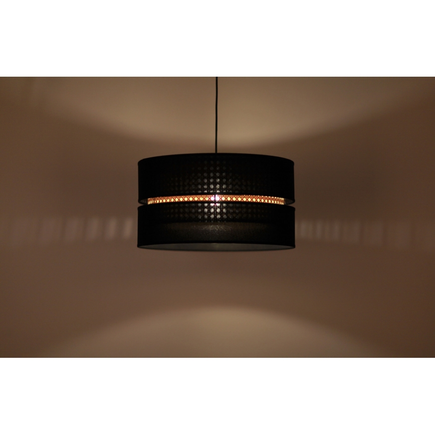 Duolla - Chandelier on a string DUO 1xE27/15W/230V d. 40 cm black/rattan
