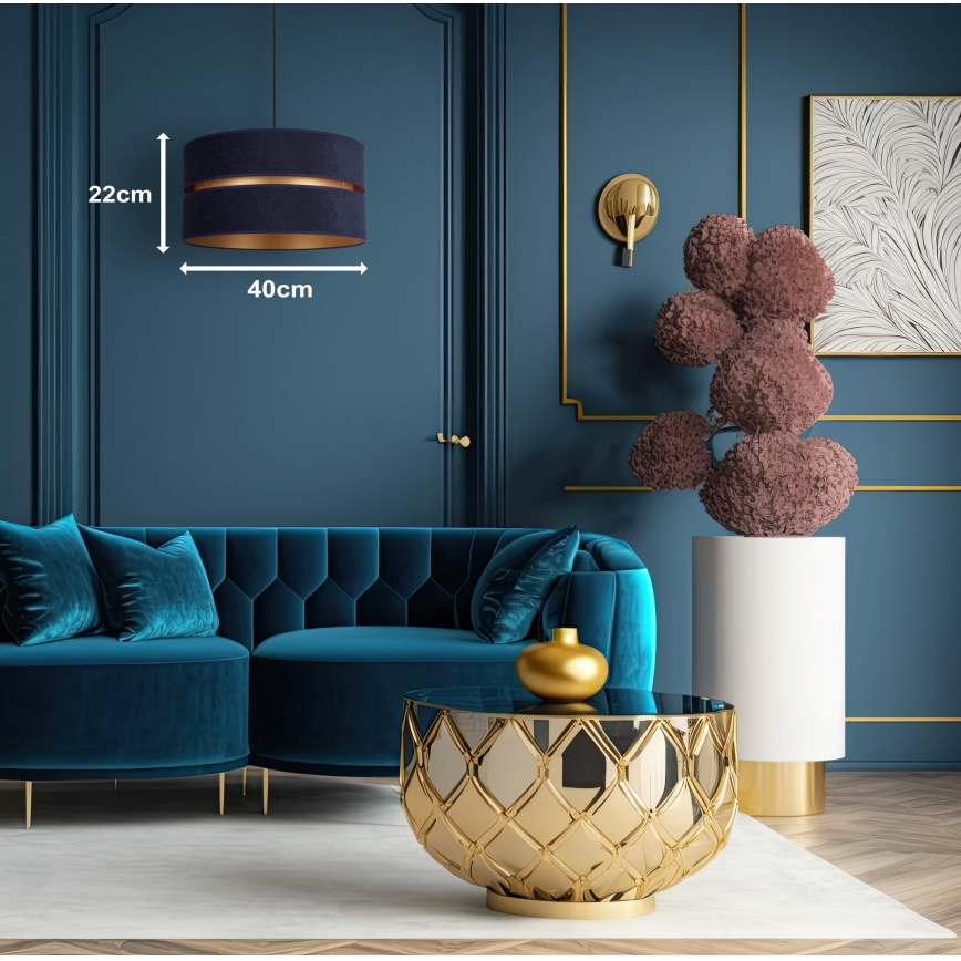Duolla - Chandelier on a string DUO 1xE27/15W/230V d. 40 cm blue/gold