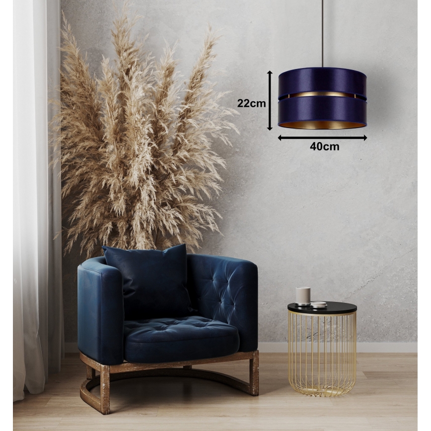 Duolla - Chandelier on a string DUO 1xE27/15W/230V d. 40 cm blue/gold
