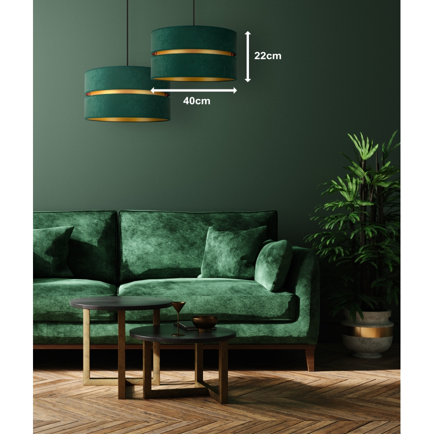 Duolla - Chandelier on a string DUO 1xE27/15W/230V d. 40 cm green/gold