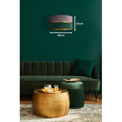 Duolla - Chandelier on a string DUO 1xE27/15W/230V d. 40 cm grey/green/gold