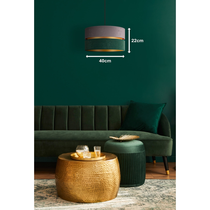 Duolla - Chandelier on a string DUO 1xE27/15W/230V d. 40 cm grey/green/gold