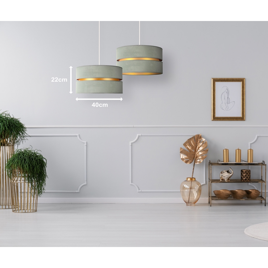 Duolla - Chandelier on a string DUO 1xE27/15W/230V d. 40 cm light green/gold