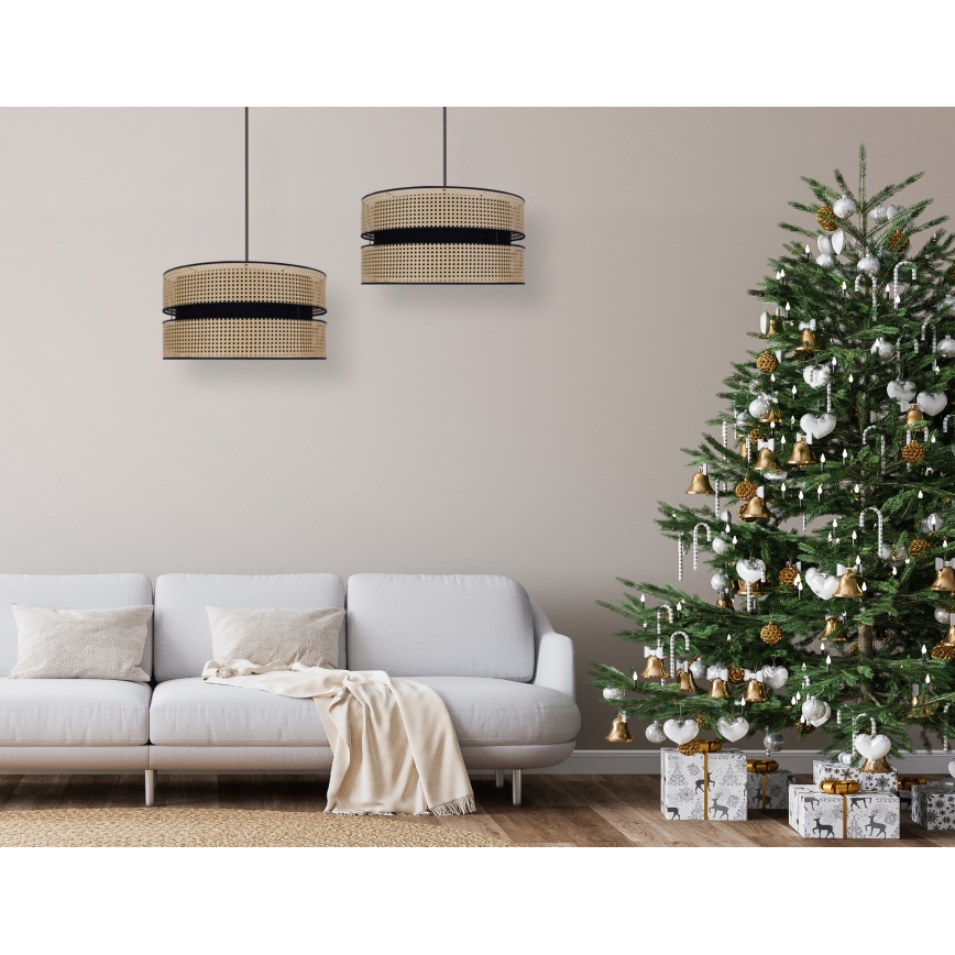 Duolla - Chandelier on a string DUO 1xE27/15W/230V d. 40 cm rattan/black
