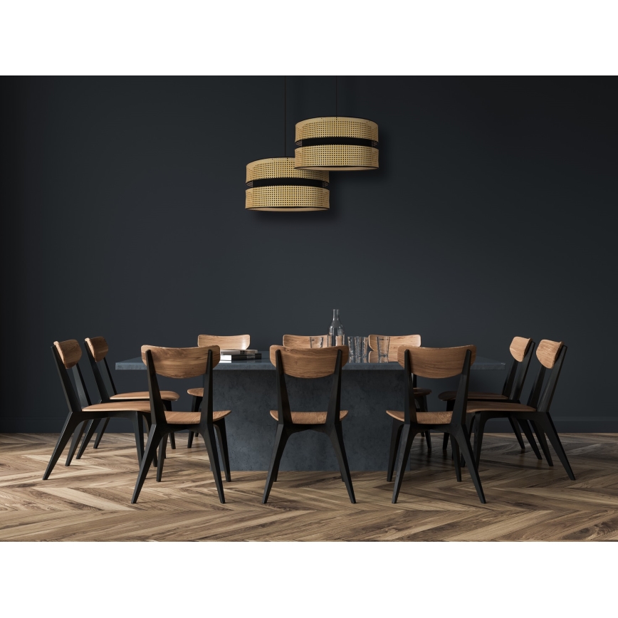 Duolla - Chandelier on a string DUO 1xE27/15W/230V d. 40 cm rattan/black