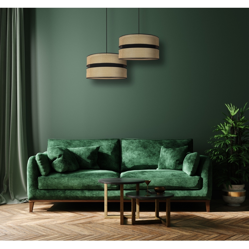 Duolla - Chandelier on a string DUO 1xE27/15W/230V d. 40 cm rattan/black