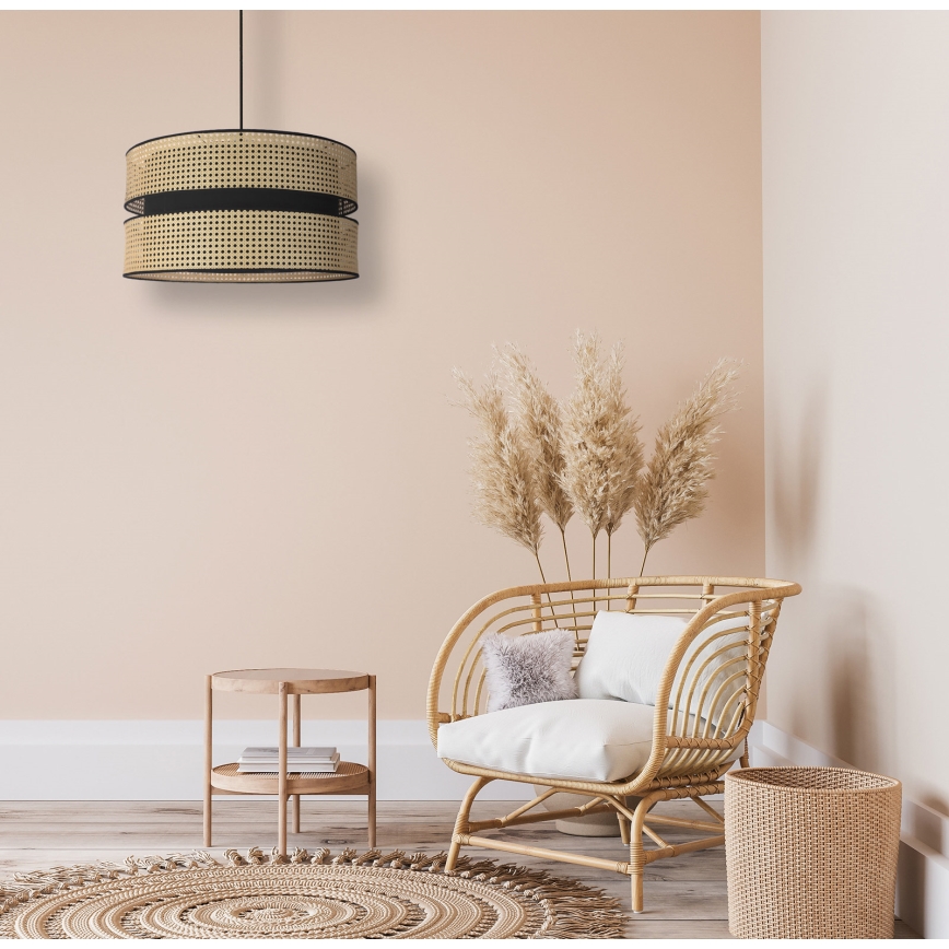 Duolla - Chandelier on a string DUO 1xE27/15W/230V d. 40 cm rattan/black