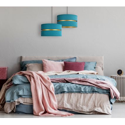 Duolla - Chandelier on a string DUO 1xE27/15W/230V d. 40 cm turquoise/gold