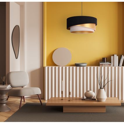 Duolla - Chandelier on a string KOBO 1xE27/15W/230V d. 45 cm black/gold/creamy