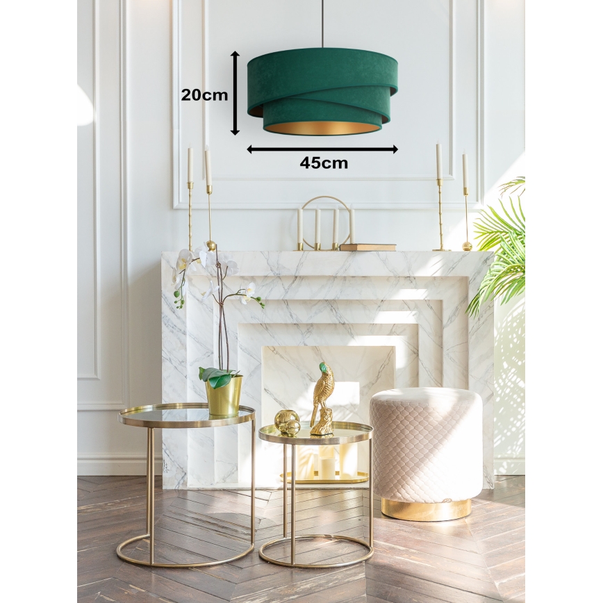 Duolla - Chandelier on a string KOBO 1xE27/15W/230V d. 45 cm green/gold