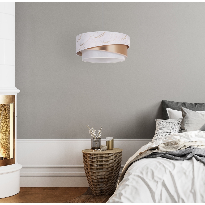Duolla - Chandelier on a string KOBO 1xE27/15W/230V d. 45 cm white/rosegold