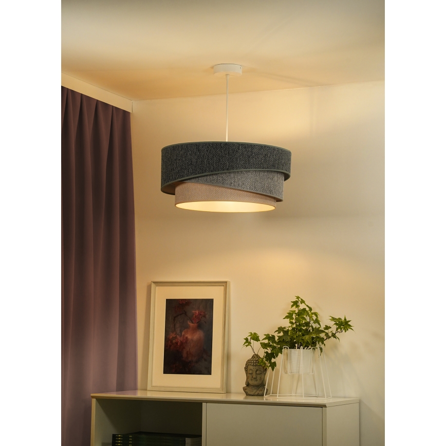 Duolla - Chandelier on a string KOBO ECO RECYCLING 1xE27/15W/230V d. 45 cm green/grey/creamy