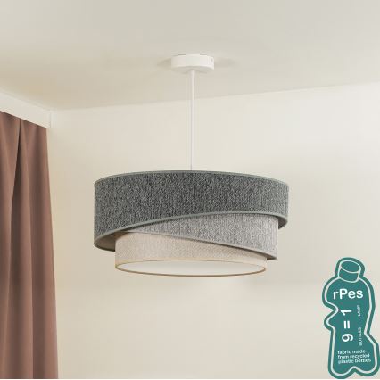 Duolla - Chandelier on a string KOBO ECO RECYCLING 1xE27/15W/230V d. 45 cm green/grey/creamy