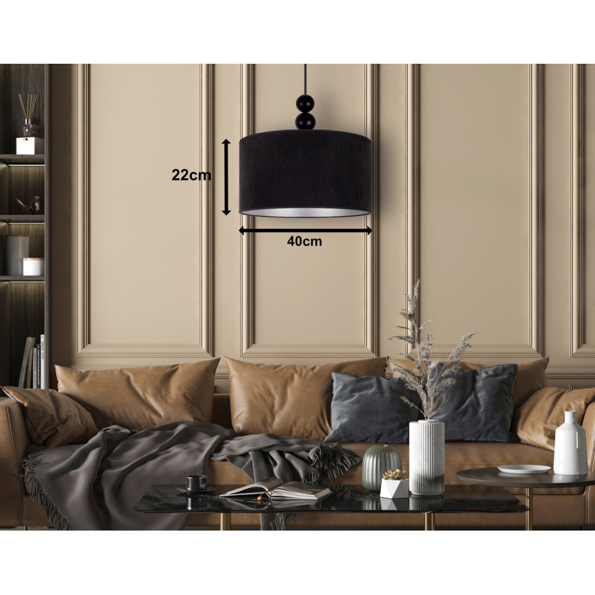 Duolla - Chandelier on a string LYON 1xE27/15W/230V d. 40 cm black