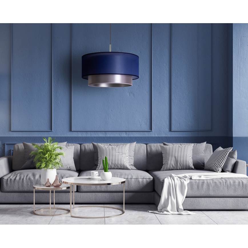 Duolla - Chandelier on a string NANTES 1xE27/15W/230V d. 45 cm blue/silver