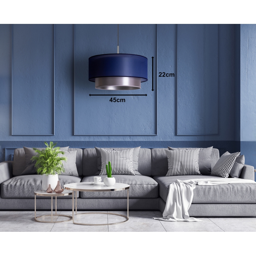 Duolla - Chandelier on a string NANTES 1xE27/15W/230V d. 45 cm blue/silver