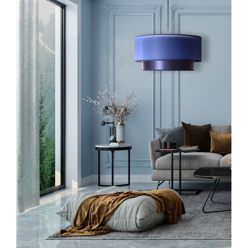 Duolla - Chandelier on a string NANTES 1xE27/15W/230V d. 45 cm blue/silver