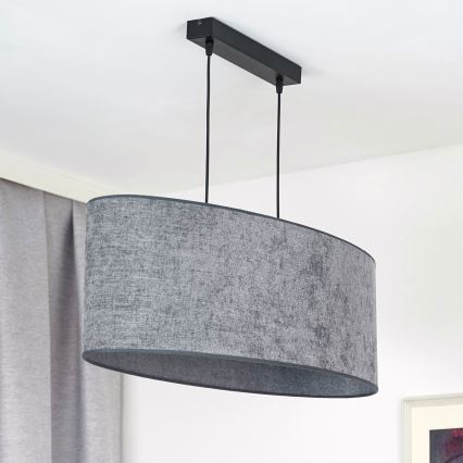 Duolla - Chandelier on a string OVAL 2xE27/15W/230V grey
