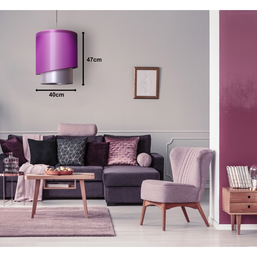 Duolla - Chandelier on a string PARIS 1xE27/15W/230V d. 40 cm purple/silver