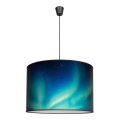 Duolla - Chandelier on a string PRINT L 1xE27/40W/230V d. 45 cm black/turquoise