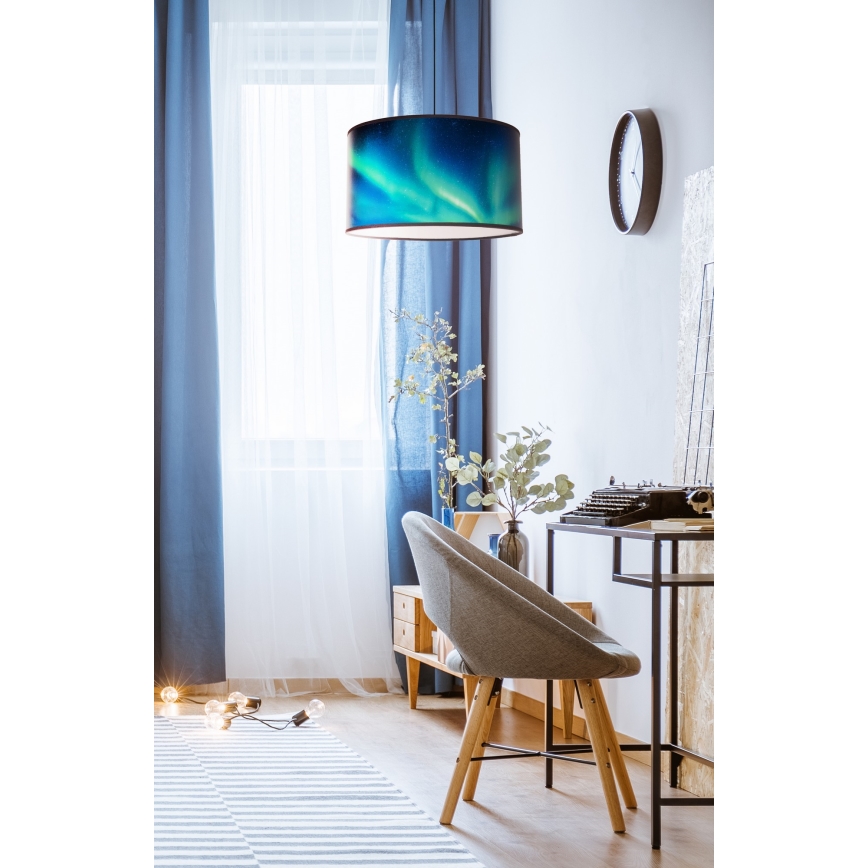 Duolla - Chandelier on a string PRINT M 1xE27/40W/230V d. 35 cm turquoise