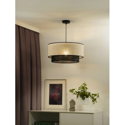 Duolla - Chandelier on a string RATTAN YUTE 1xE27/15W/230V d. 45 cm creamy/black