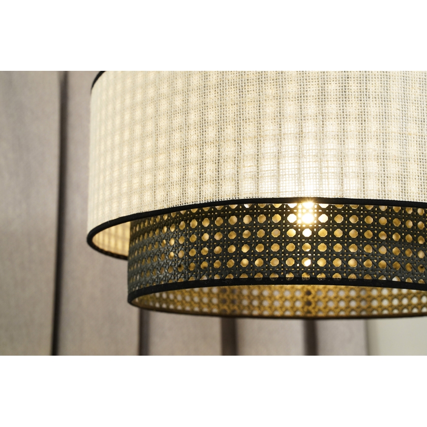 Duolla - Chandelier on a string RATTAN YUTE 1xE27/15W/230V d. 45 cm creamy/black