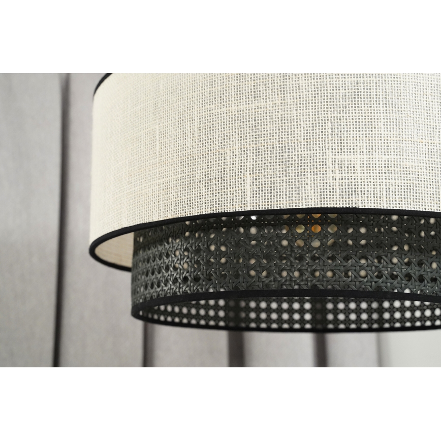 Duolla - Chandelier on a string RATTAN YUTE 1xE27/15W/230V d. 45 cm creamy/black