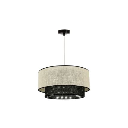 Duolla - Chandelier on a string RATTAN YUTE 1xE27/15W/230V d. 45 cm creamy/black